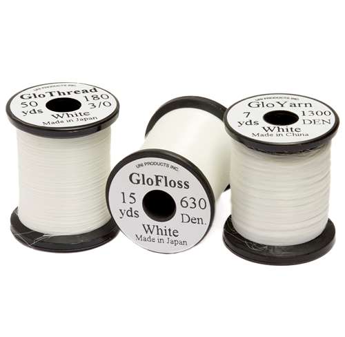 Uni Glo Phosphorescent 600D Glow White (Pack 20 Spools) Fly Tying Threads Glow In The Dark Great For Hot Spots